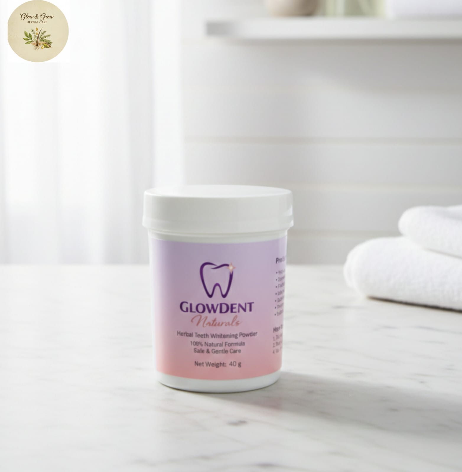 Glow & Grow Premium GlowDent Naturals Whitening Powder