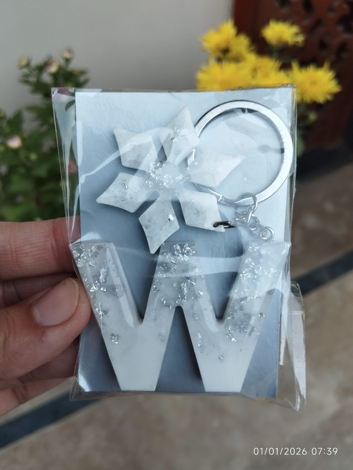 Resin alphabet keychain letter W